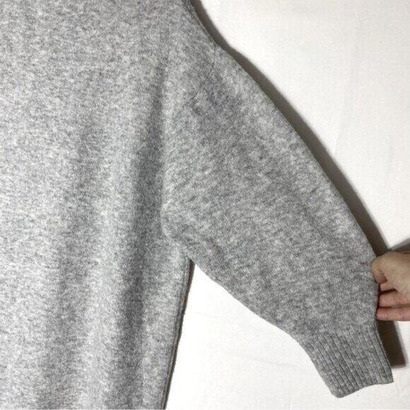 Mango Oversized Grey Knit Turtleneck Sweater W Bubble Sleeves M - Picture 12 of 14